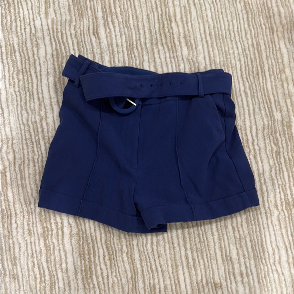 Express Navy High Waist Belted Shorts